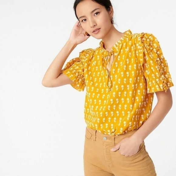 J. Crew Ruffled Embroidered Top - Picture 3 of 13